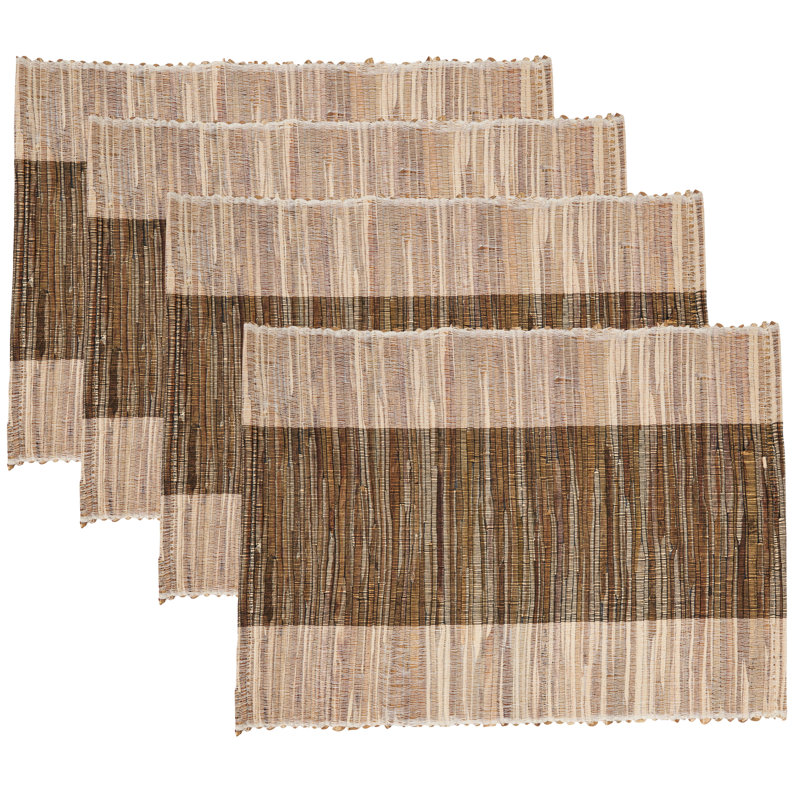 Natural Green Shimmering Banded Placemat Set of 4