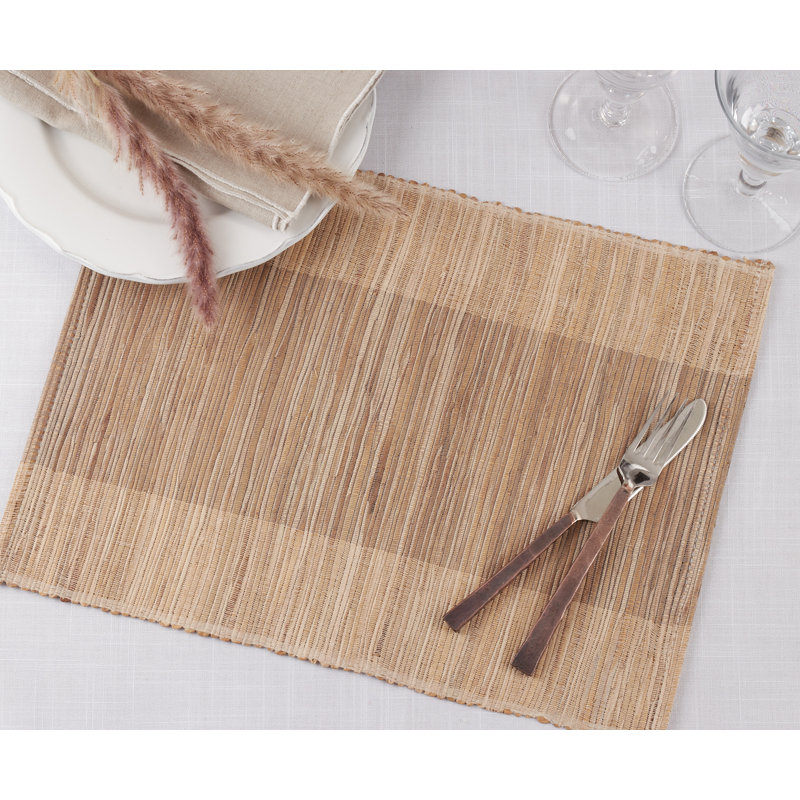 Natural Green Shimmering Banded Placemat Set of 4