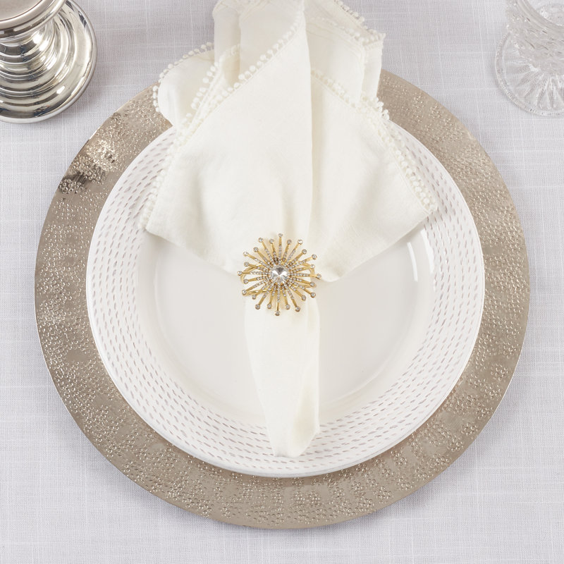 Gold Jewel Starburst Metal Napkin Rings Set of 4