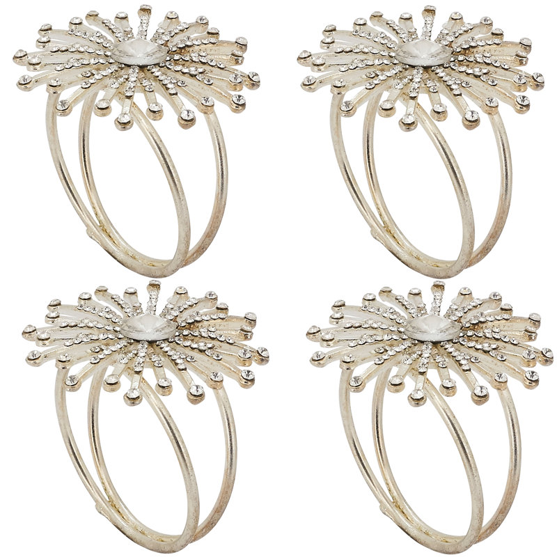 Silver Jewel Starburst Iron Napkin Rings Set of 4
