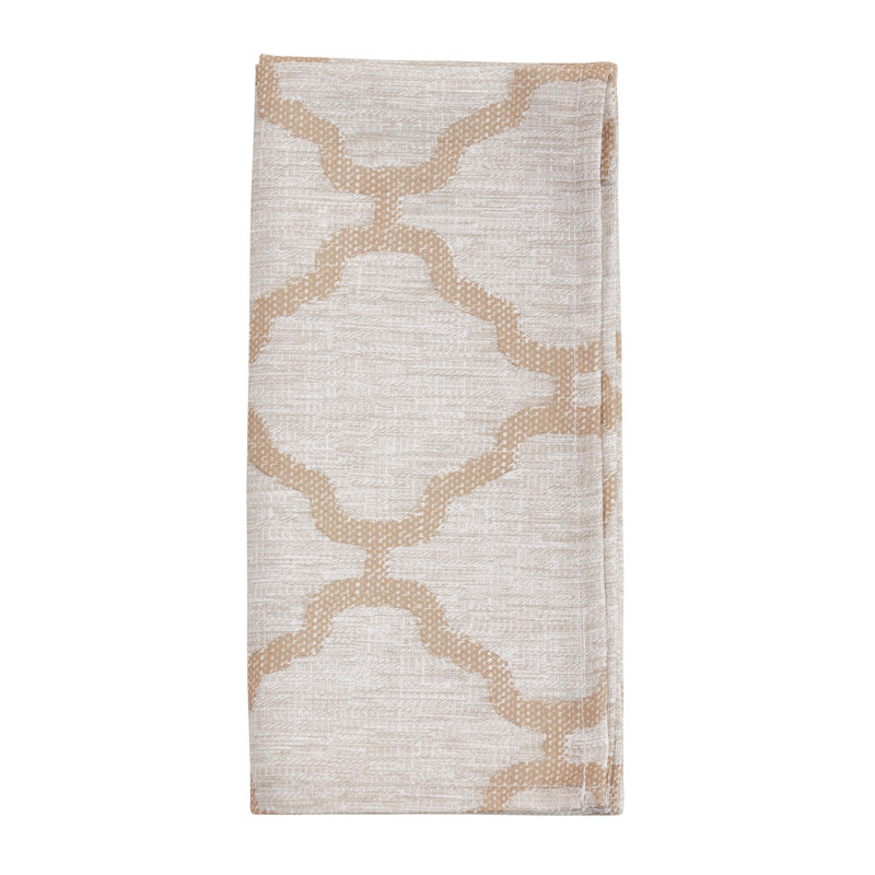 Taupe Polyester Geometric Square Napkin Set of 4