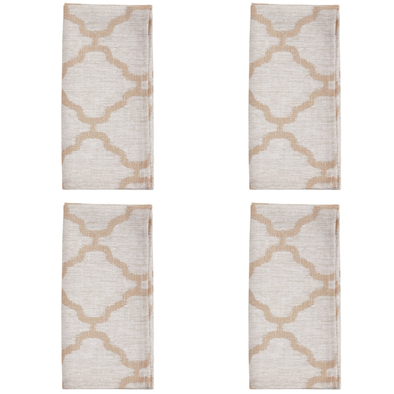 Taupe Polyester Geometric Square Napkin Set of 4