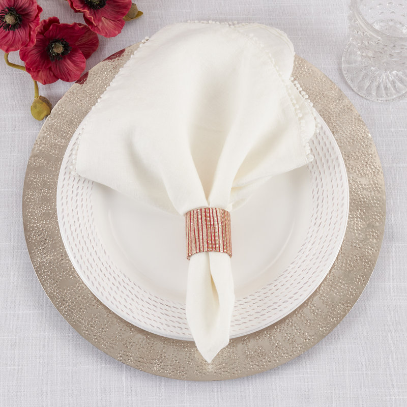 Rust Woven Water Hyacinth Napkin Rings Set of 4