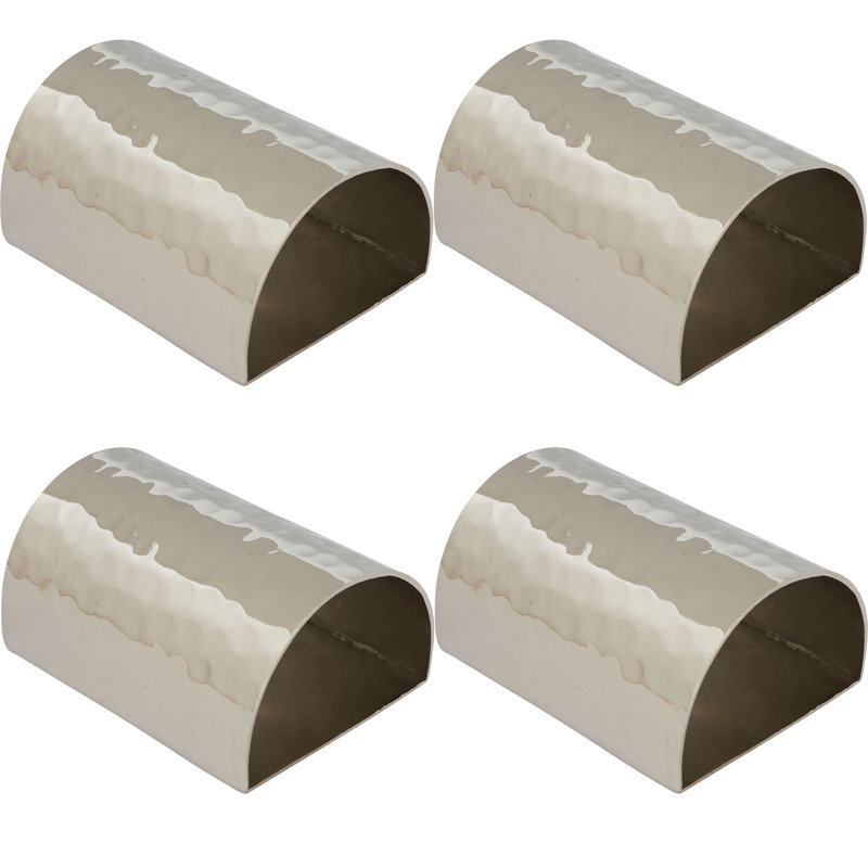 Silver Hammered Design Modern Napkin Rings Set of 4