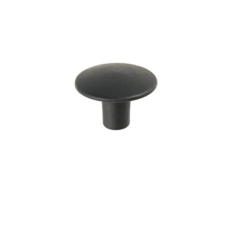 Matte Black Iron Round Cabinet Knob with Mounting Hardware
