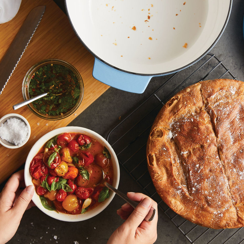 Blue Enameled Cast Iron Round Dutch Oven, 6-Quart