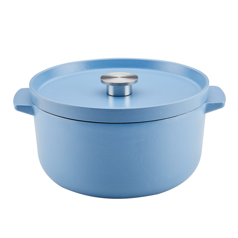 Blue Enameled Cast Iron Round Dutch Oven, 6-Quart