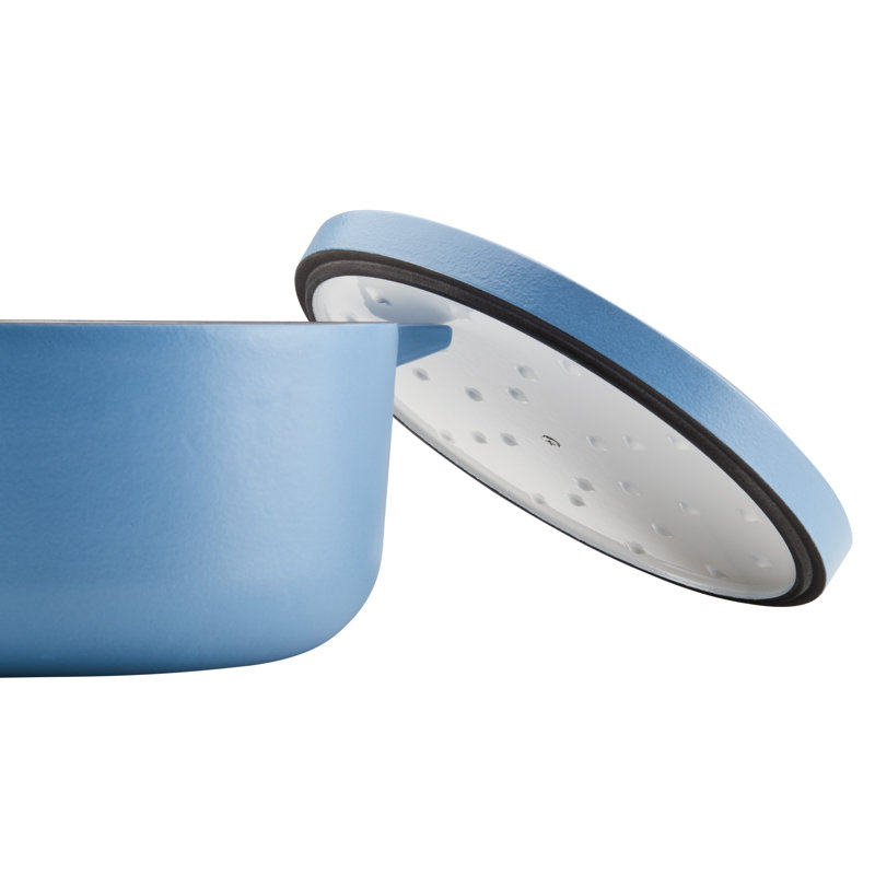 Blue Enameled Cast Iron Round Dutch Oven, 6-Quart