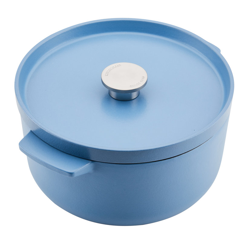 Blue Enameled Cast Iron Round Dutch Oven, 6-Quart