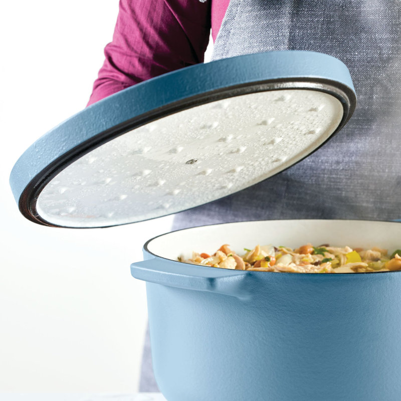 Blue Enameled Cast Iron Round Dutch Oven, 6-Quart