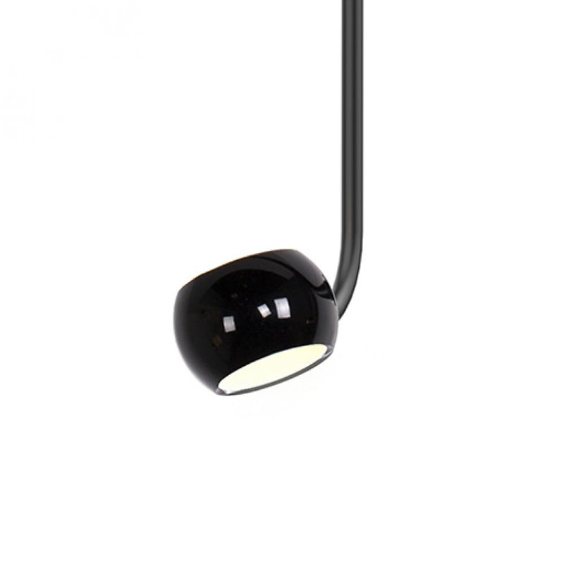 Gloss Black LED Drum Pendant Light with Glass Diffuser