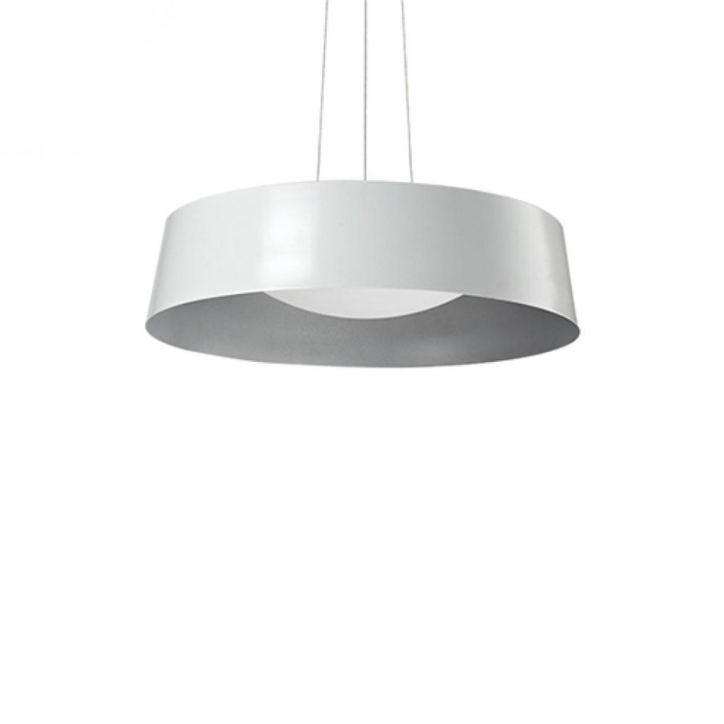 Sampson Opal Dome LED Drum Pendant - White/Silver Finish