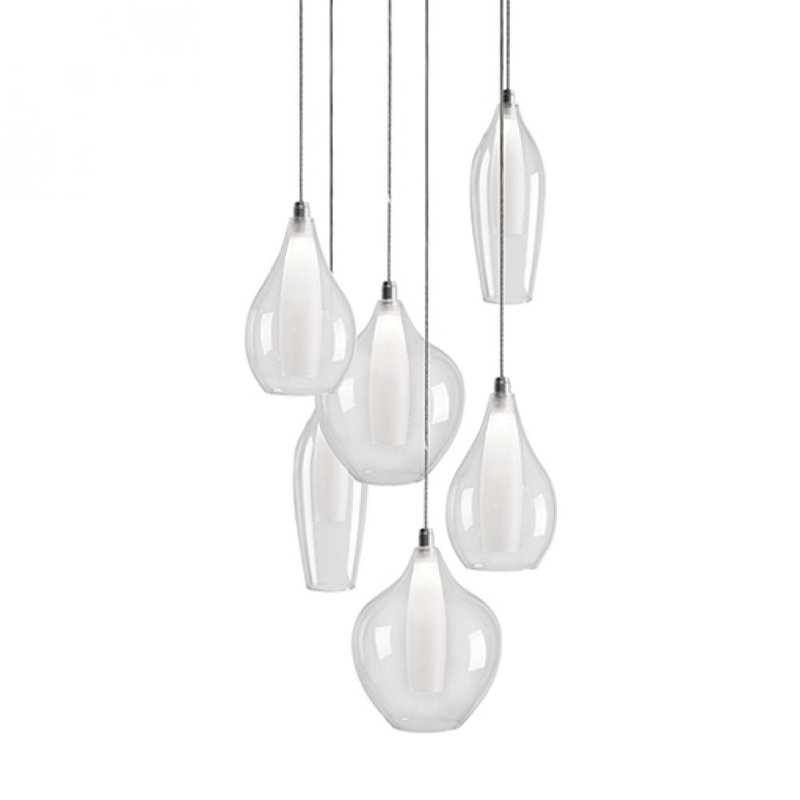 Elegant Chrome LED Cluster Pendant with Frosted Glass Accents