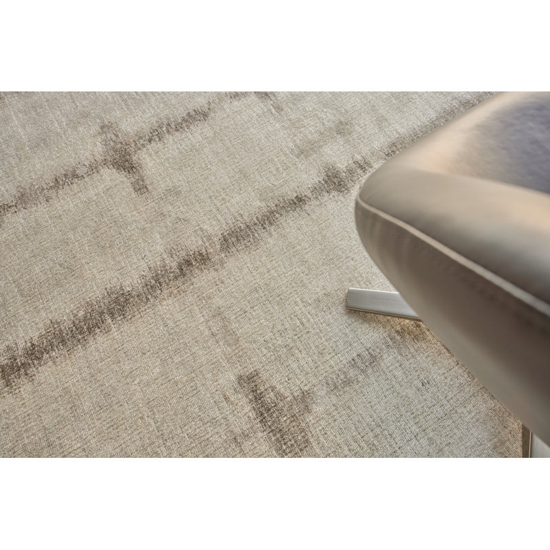 Handmade Beige Geometric Wool and Viscose 6' x 9' Rug