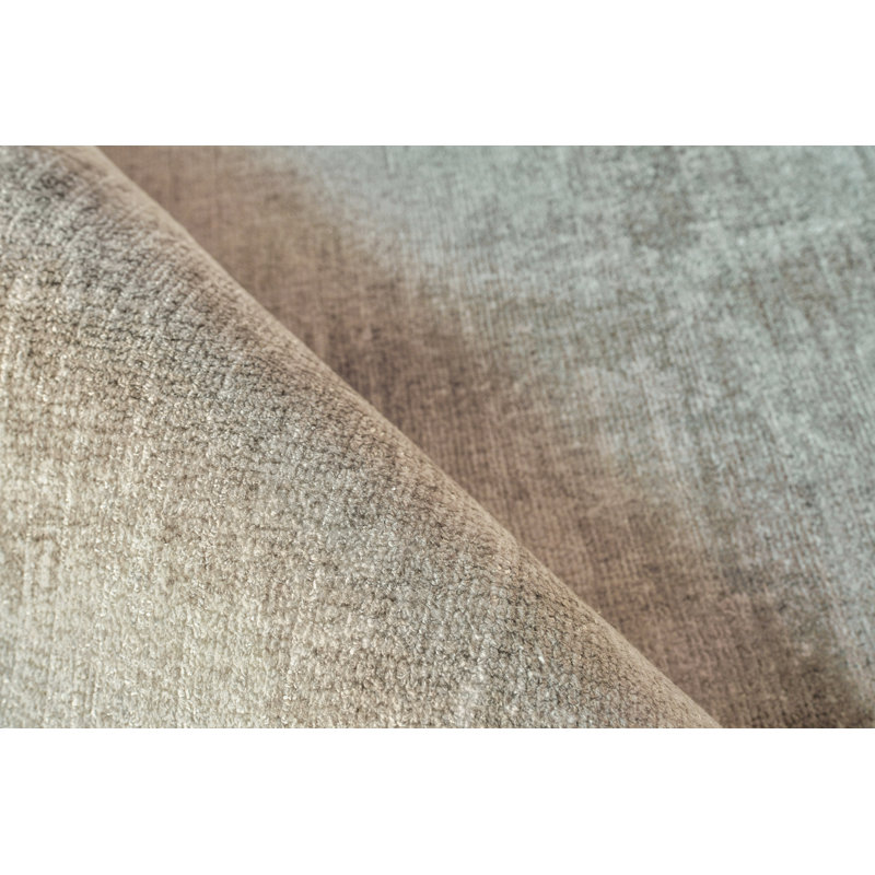 Handmade Beige Geometric Wool and Viscose 6' x 9' Rug