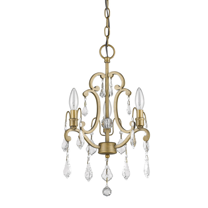 Mini Antique Gold Crystal Empire Chandelier