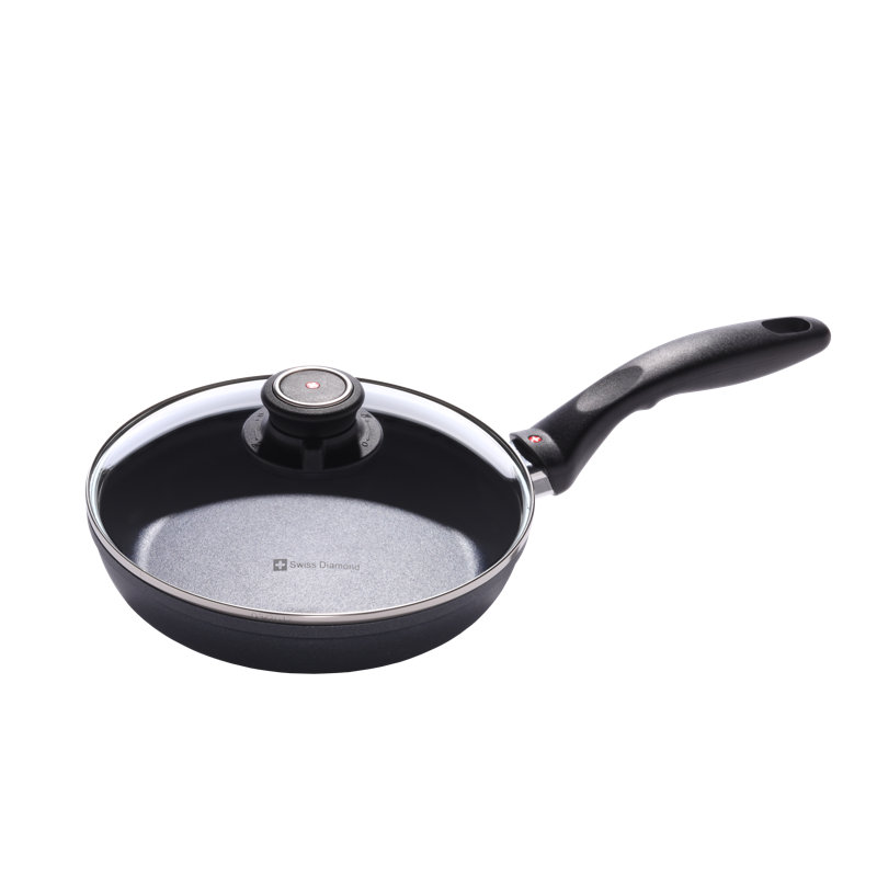 Swiss Diamond 8" Non-Stick Aluminum Fry Pan with Glass Lid
