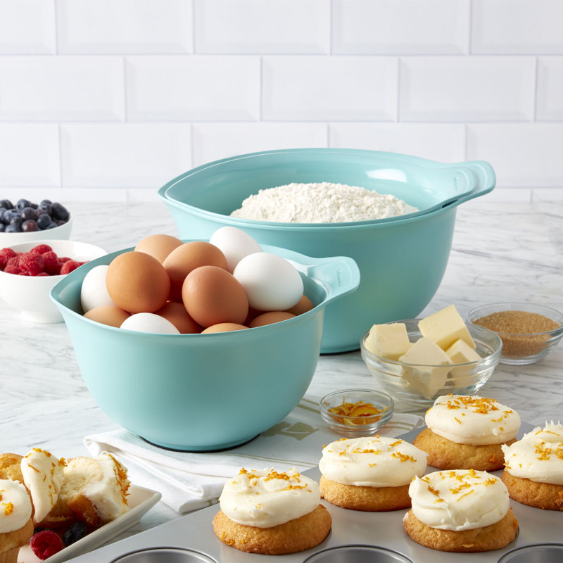 Assorted Color Plastic 3-Piece Mixing Bowl Set