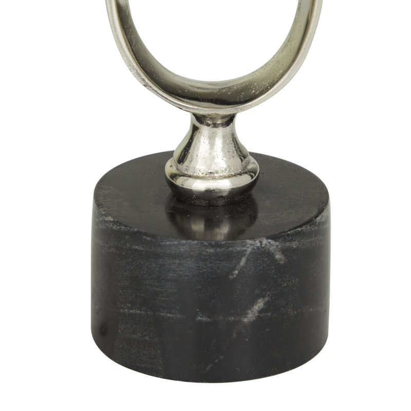 Silver and Black Aluminum Marble Tabletop Candlestick Set