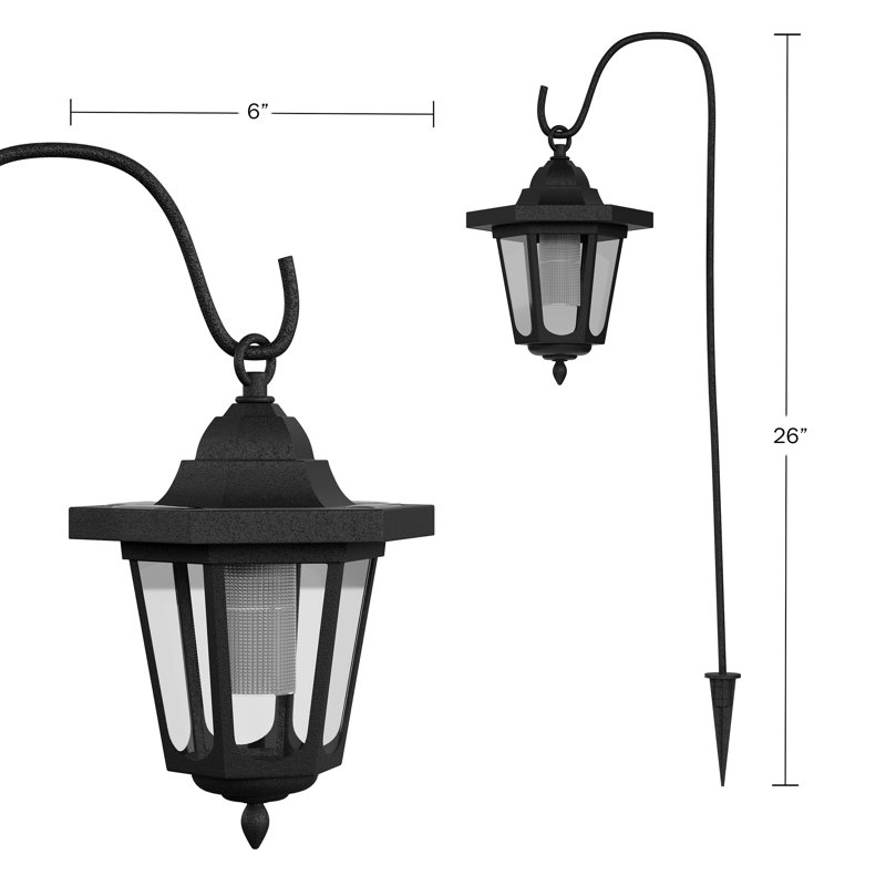 26'' Black Solar Powered Pathway Lanterns, Set of 4