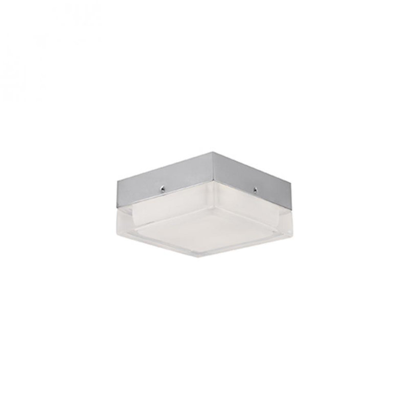 Contemporary Square Brushed Nickel LED Flush Mount with Glass Diffuser