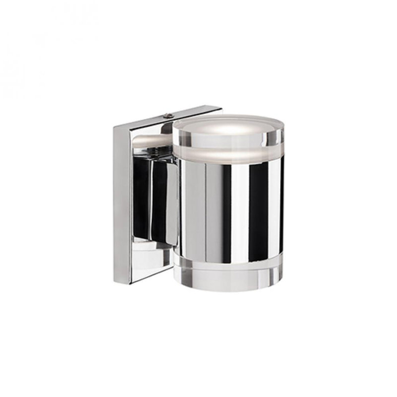 Norfolk Chrome Cylinder LED Wall Sconce with Crystal Accents