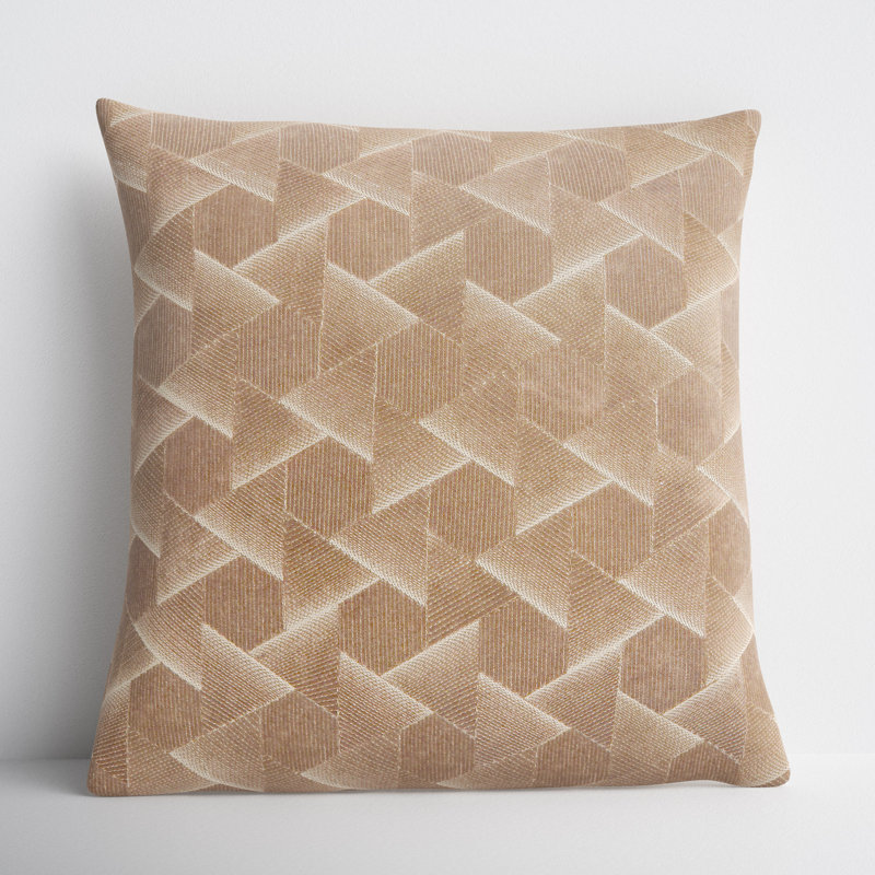 Gretchen Embroidered Beige Cotton Square Throw Pillow Set