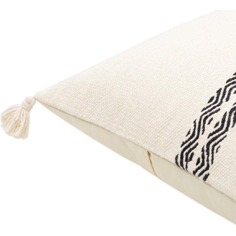 Josie Tasseled Cream and Black Cotton Kids Throw Pillow Set
