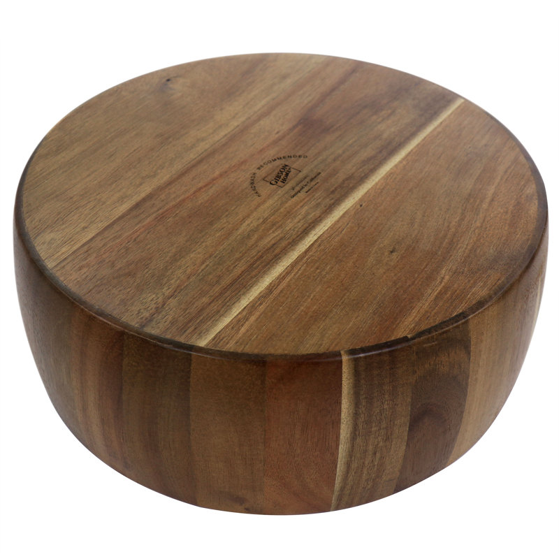 Elite Acacia Wood 15" Salad Bowl Set with Serving Utensils