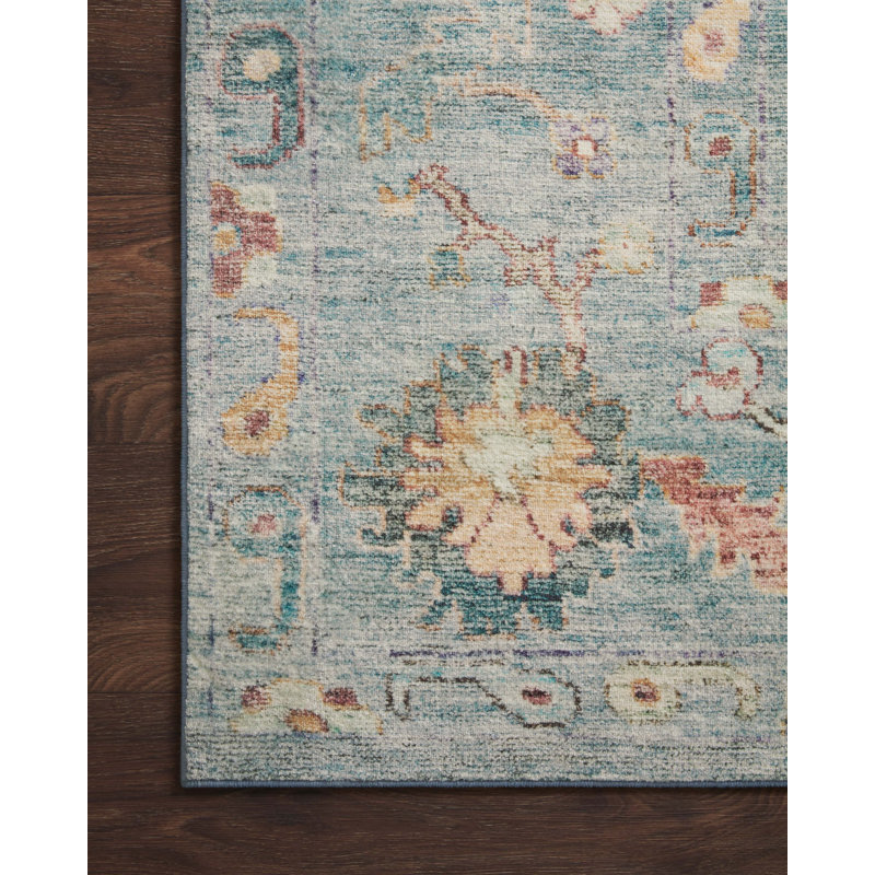 Cloudscape Bliss 4' x 6' Blue Synthetic Easy-Care Area Rug