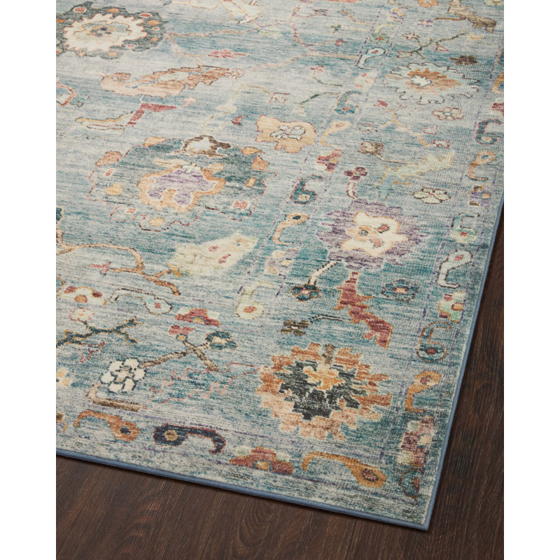 Cloudscape Bliss 4' x 6' Blue Synthetic Easy-Care Area Rug