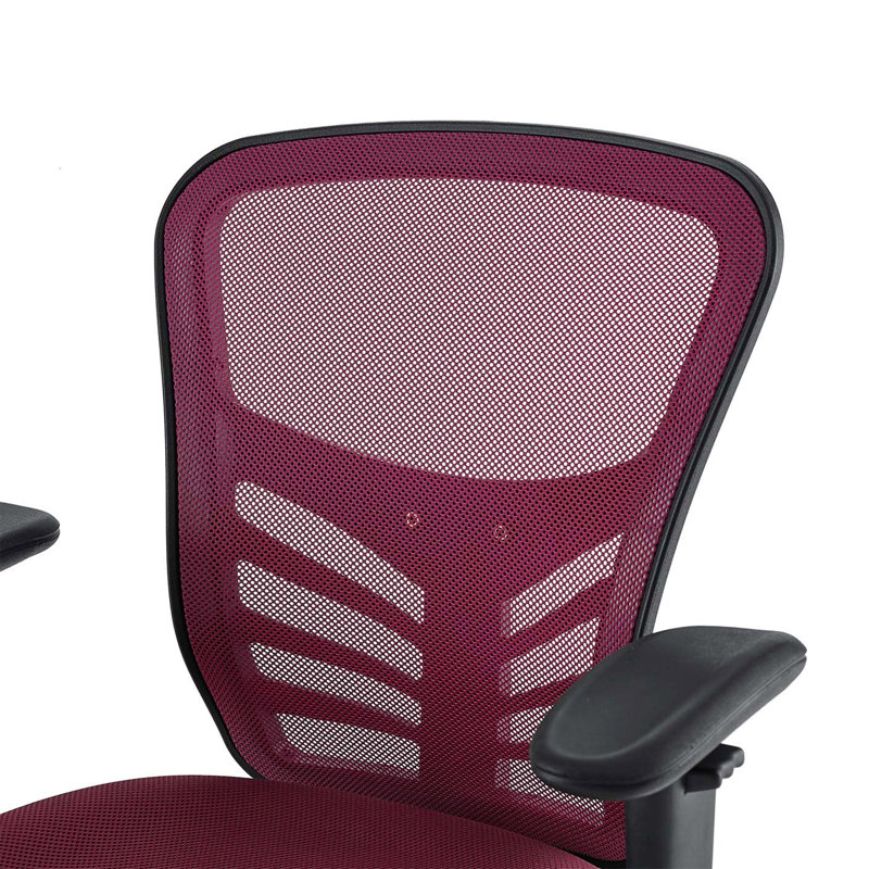 Red Mesh and Leather Adjustable Swivel Office Chair