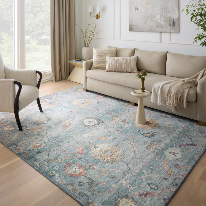 Cloudscape Bliss 4' x 6' Blue Synthetic Easy-Care Area Rug