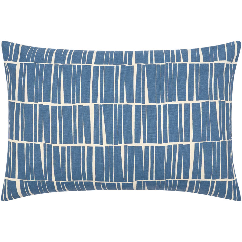 Dark Blue and Beige Striped Cotton Lumbar Pillow Set