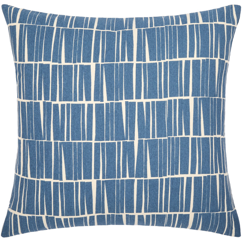 Dark Blue and Beige Striped Cotton Lumbar Pillow Set