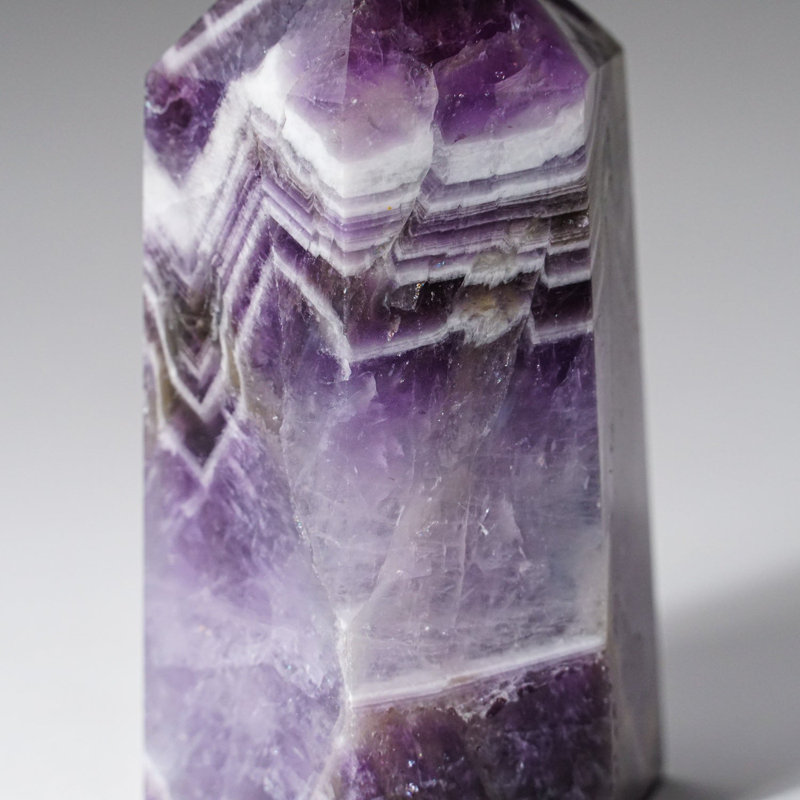Polished Chevron Amethyst Crystal Point, 3.5-4.5 Inches