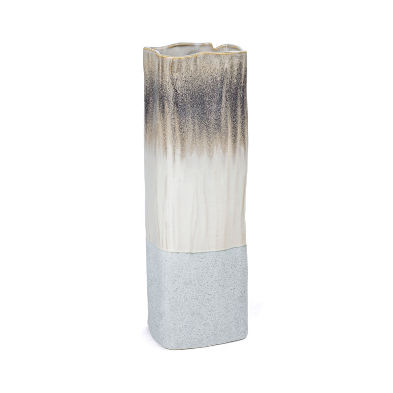 Saunton Tri-Color Ombre 16" Ceramic Table Vase