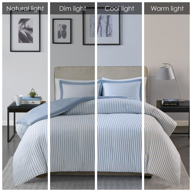 King Blue Reversible Down Alternative Comforter Set