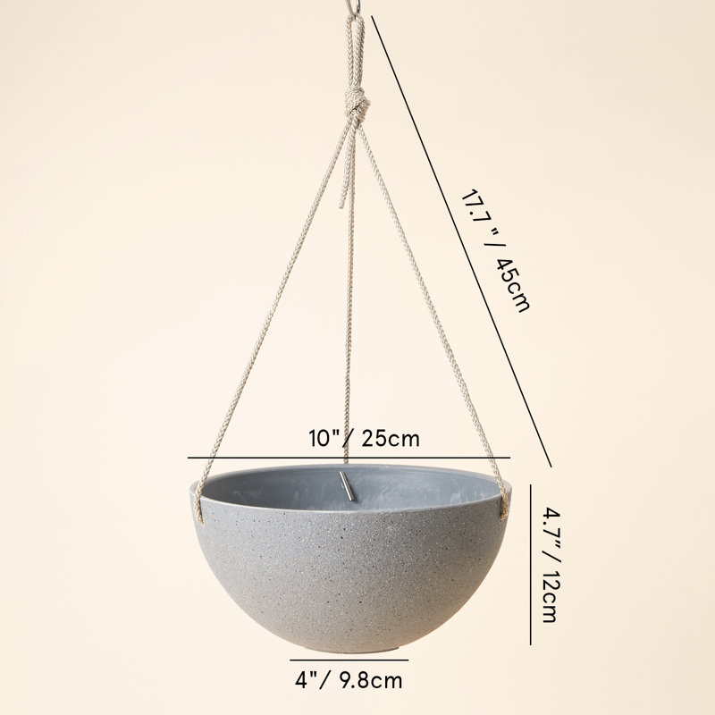 White Honeycomb 10" Hanging Planters with Nylon Rope, Set of 2