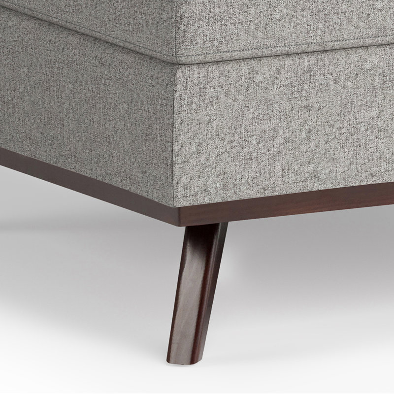 Cloud Gray Upholstered Storage Ottoman with Solid Wood Legs