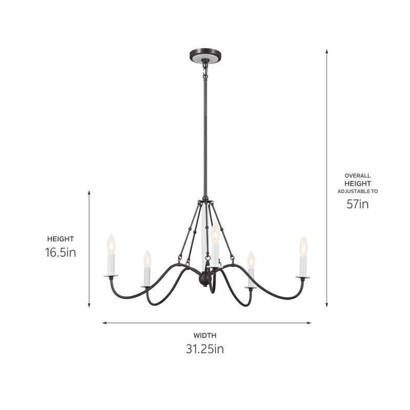Anvil Iron 31.25" 5-Light Black Candle Chandelier