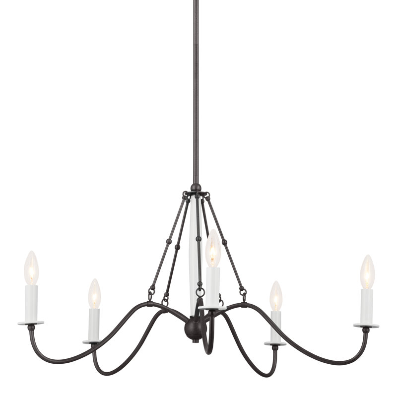 Anvil Iron 31.25" 5-Light Black Candle Chandelier