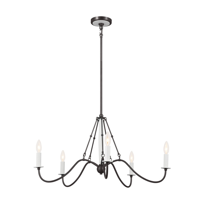 Anvil Iron 31.25" 5-Light Black Candle Chandelier