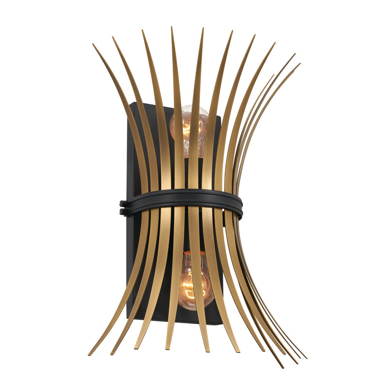 Baile Black and Brass 2-Light Steel Wall Sconce