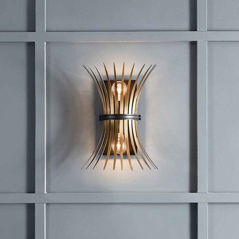 Baile Black and Brass 2-Light Steel Wall Sconce