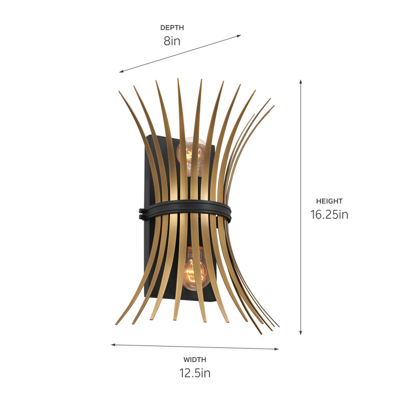 Baile Black and Brass 2-Light Steel Wall Sconce