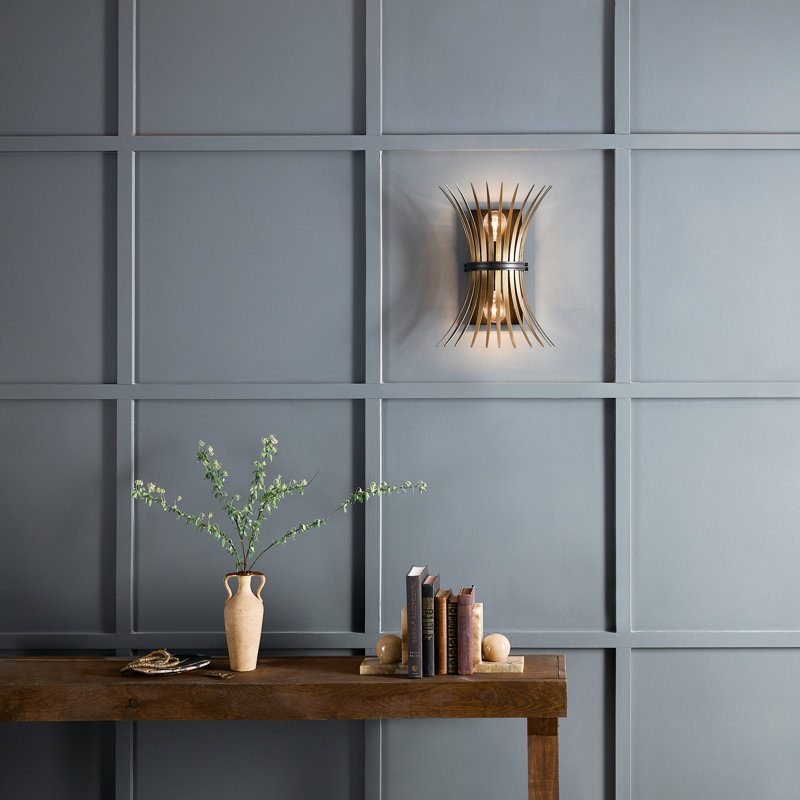 Baile Black and Brass 2-Light Steel Wall Sconce