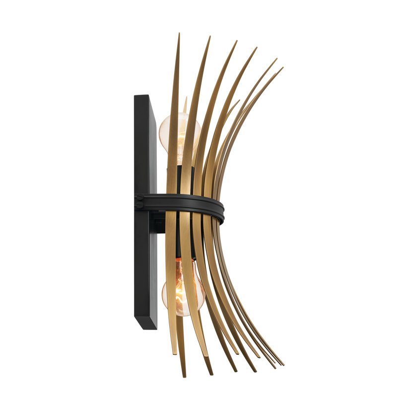 Baile Black and Brass 2-Light Steel Wall Sconce