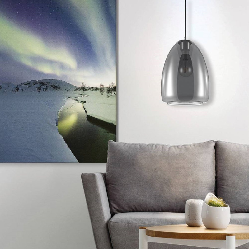 Matte Black Single Light Smoked Glass Pendant