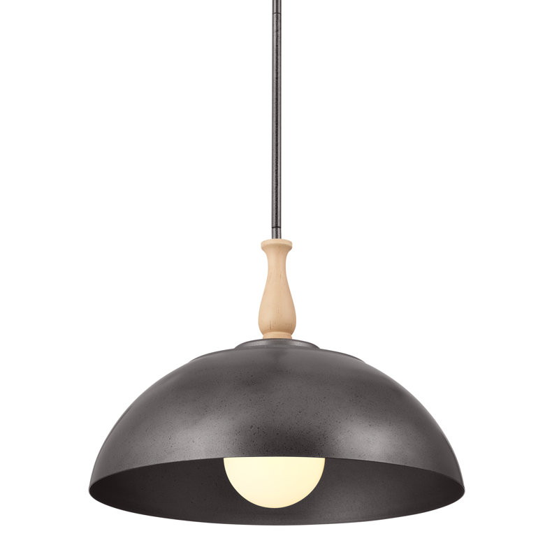 Fira Anvil Iron and Beech 18'' Single Pendant Light